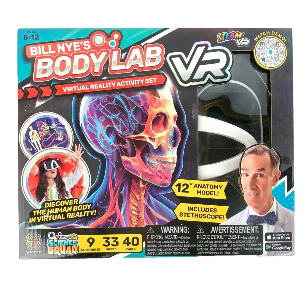 NEW Bill Nye's Body Lab Virtual Reality Activity Set w VR Goggles & Stethoscope
